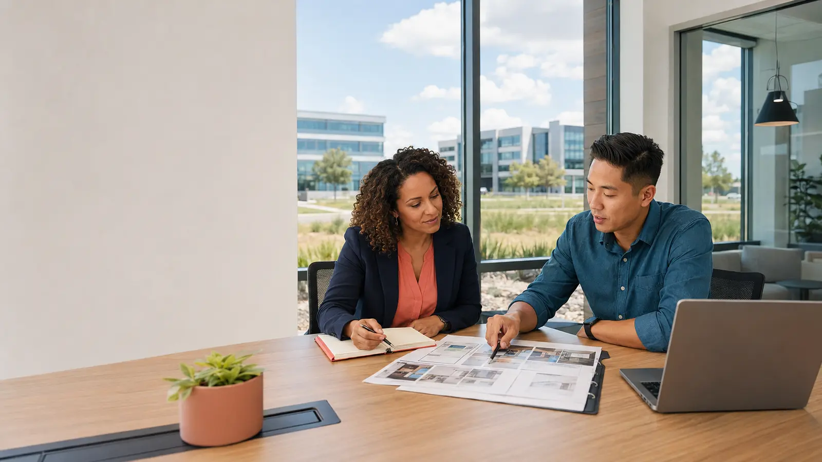 Plano small-business owner working with a digital strategist